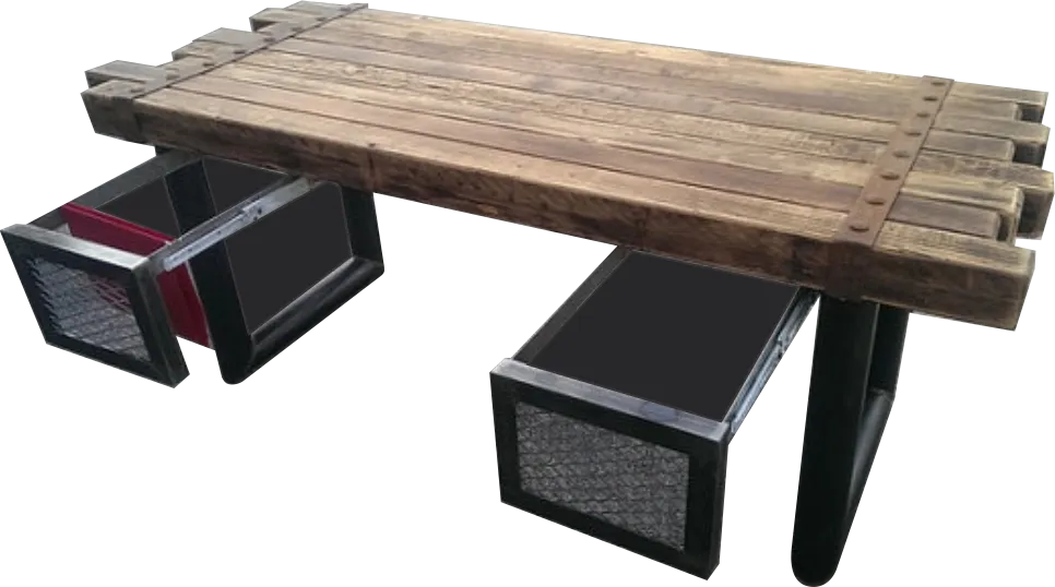 #039 - Rustic Steel and Cedar Timber Desk
