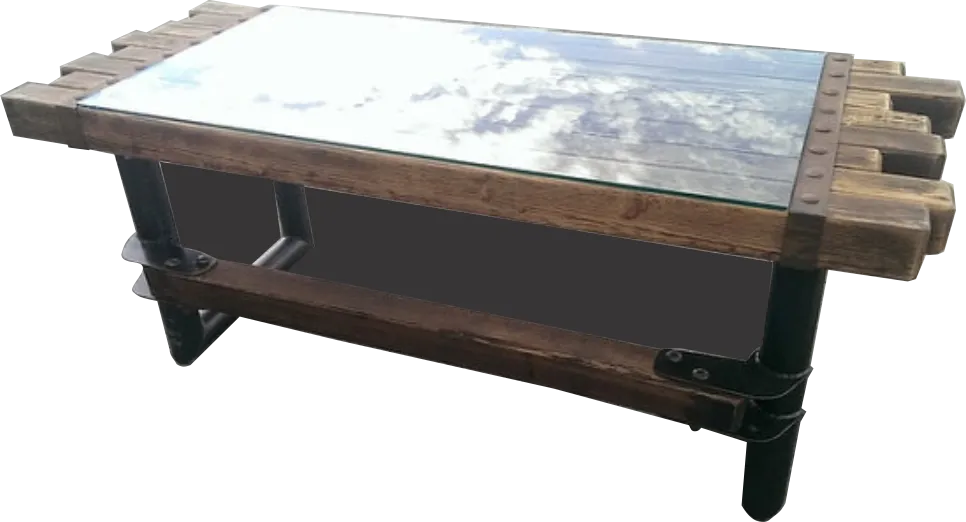 #039 - Rustic Steel and Cedar Timber Desk