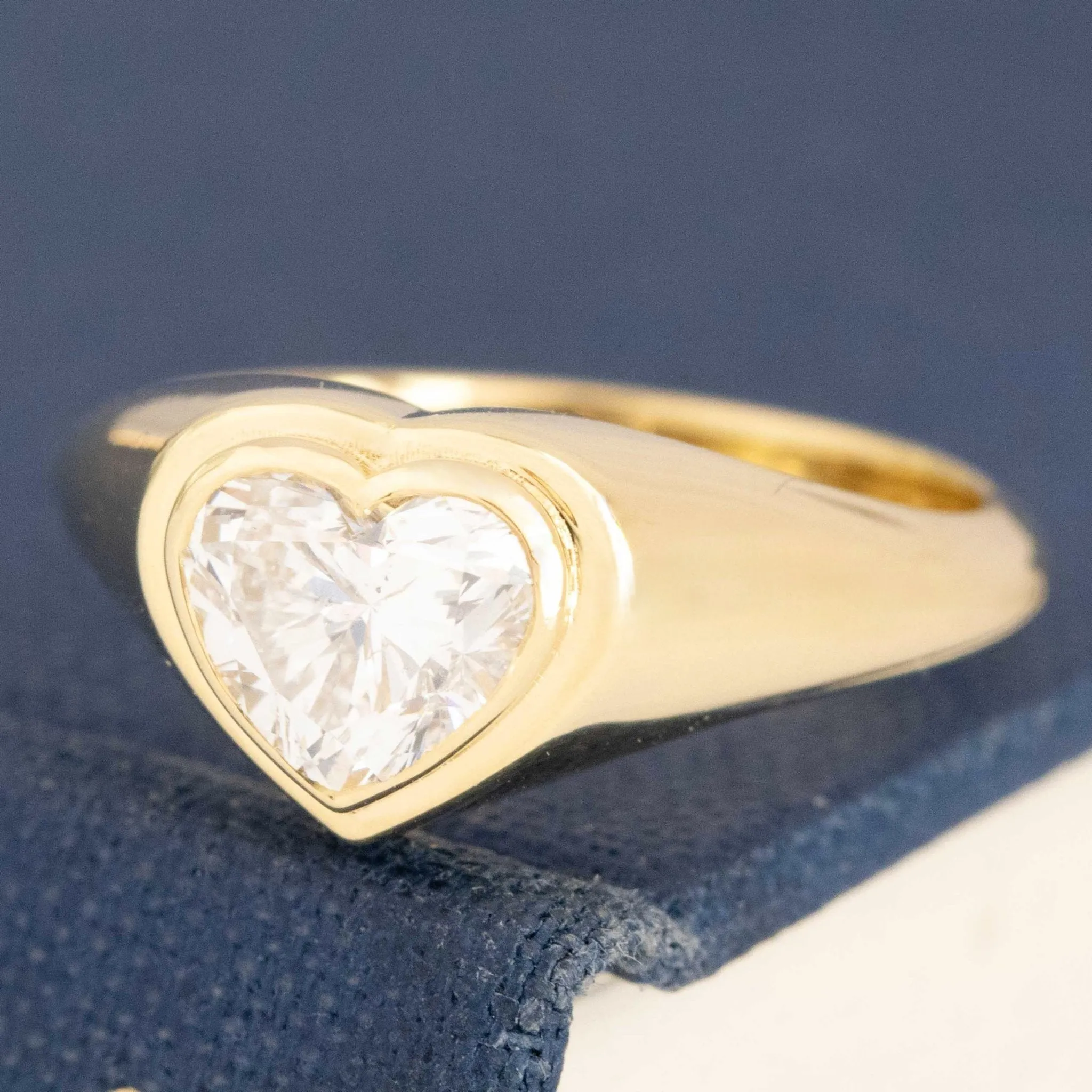 1.00ct Heart Cut Diamond Bezel Solitaire, GIA F