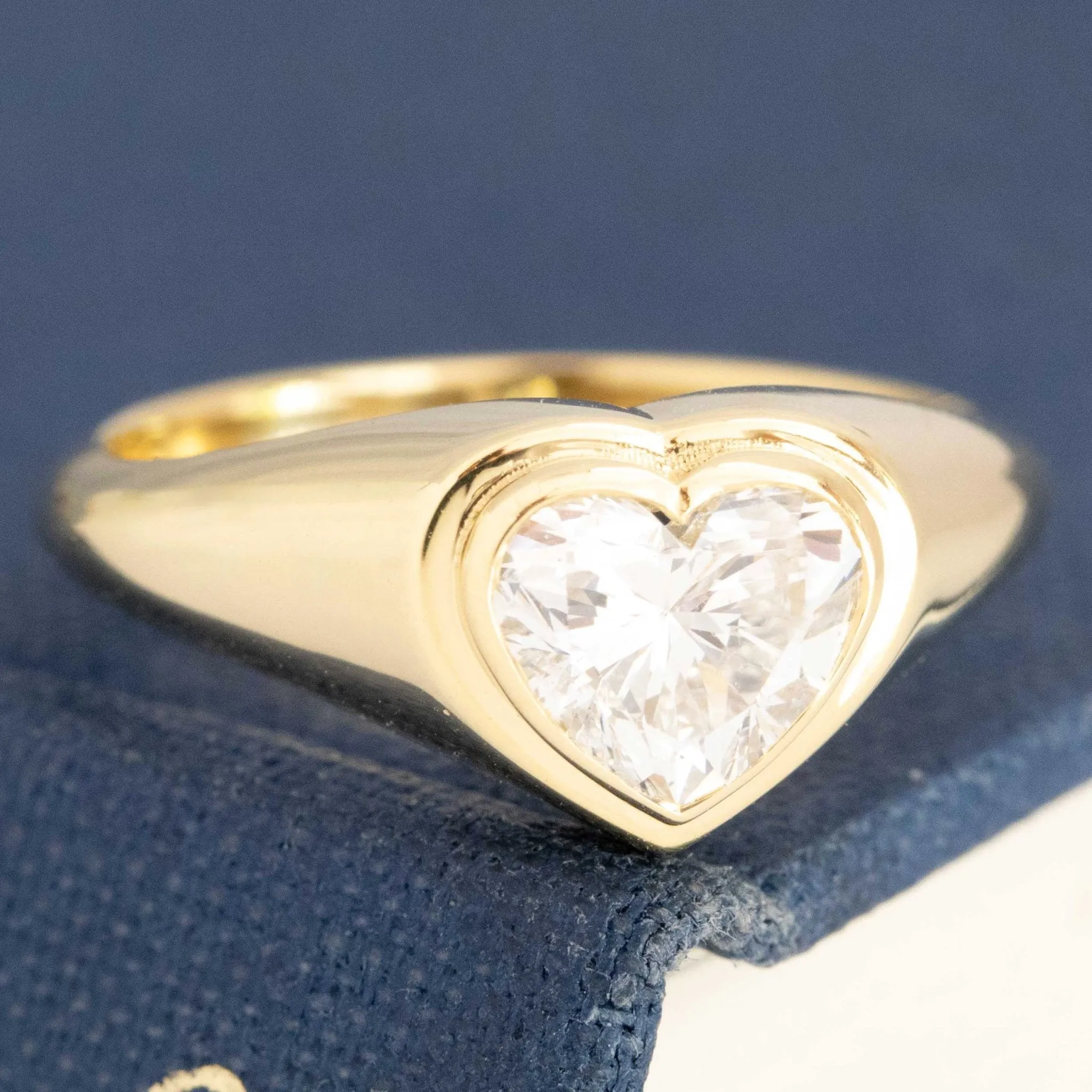 1.00ct Heart Cut Diamond Bezel Solitaire, GIA F
