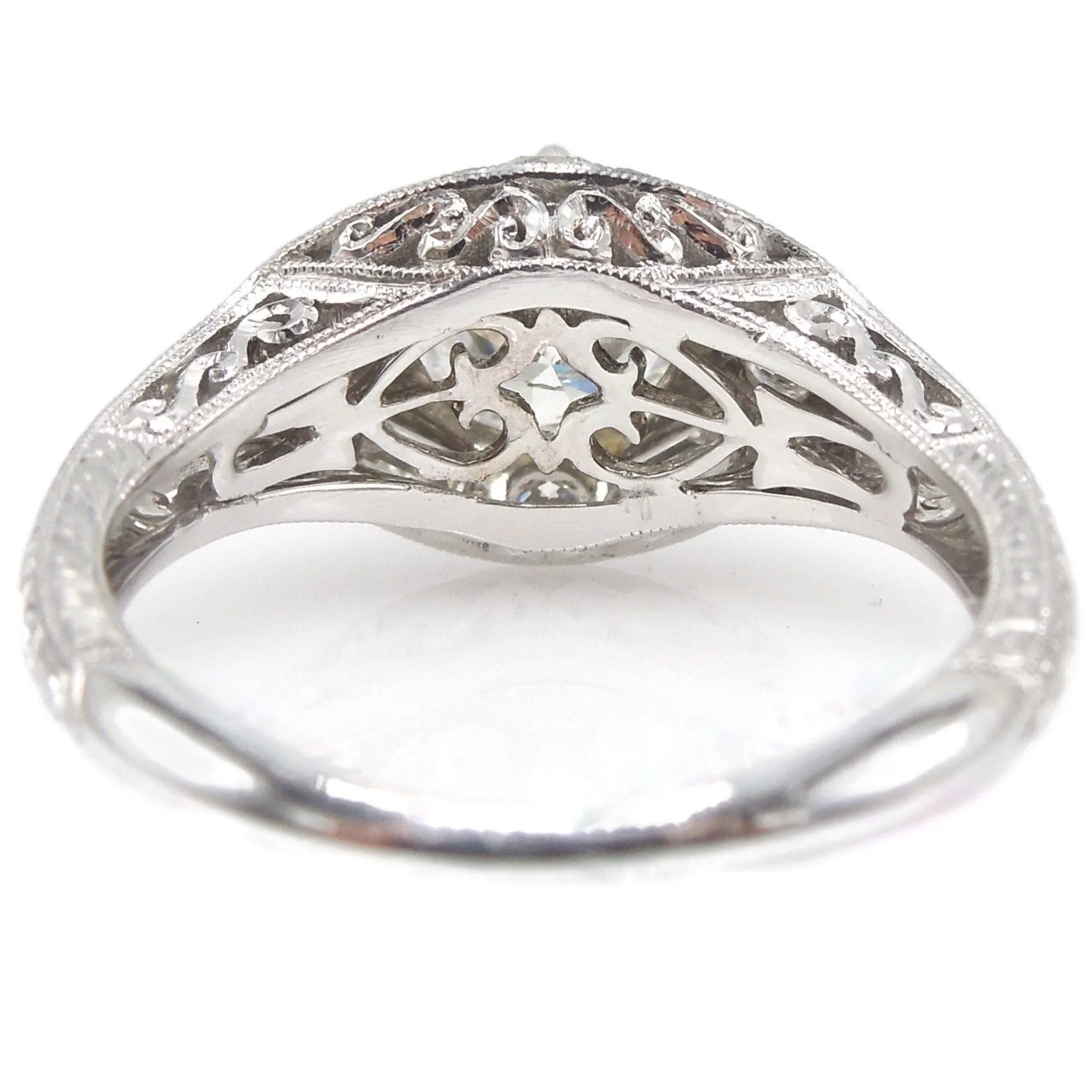1.09ct Art Deco Style Diamond Accented Engagement Ring in 14K White Gold