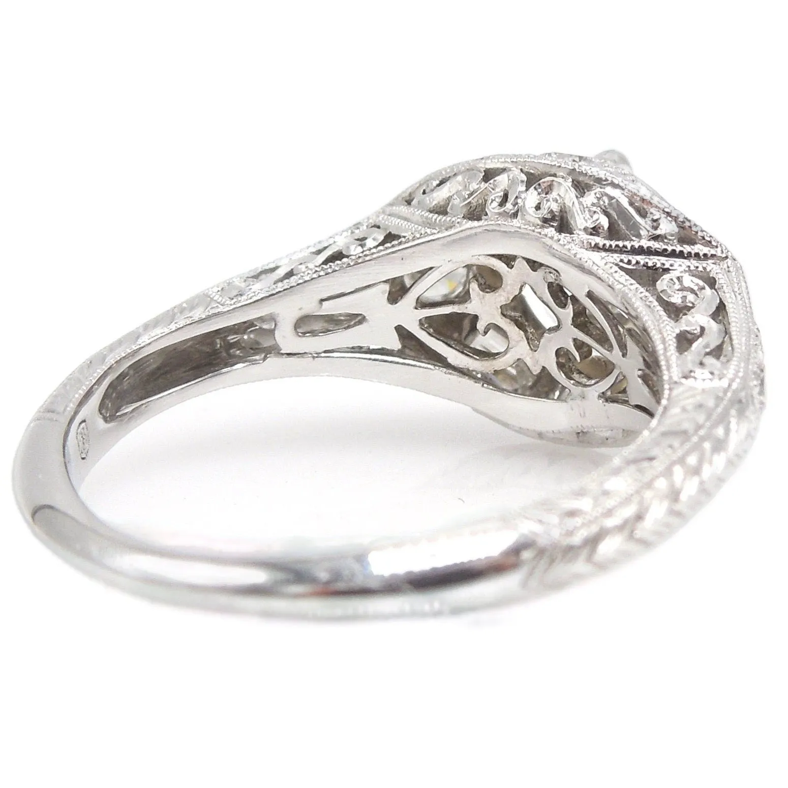 1.09ct Art Deco Style Diamond Accented Engagement Ring in 14K White Gold