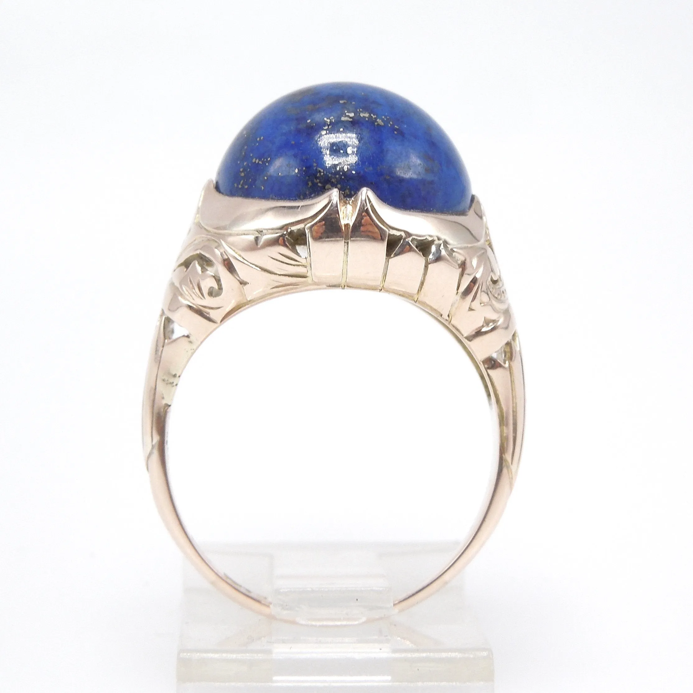 10K Yellow Gold and Lapis Lazuli Art Deco Ring