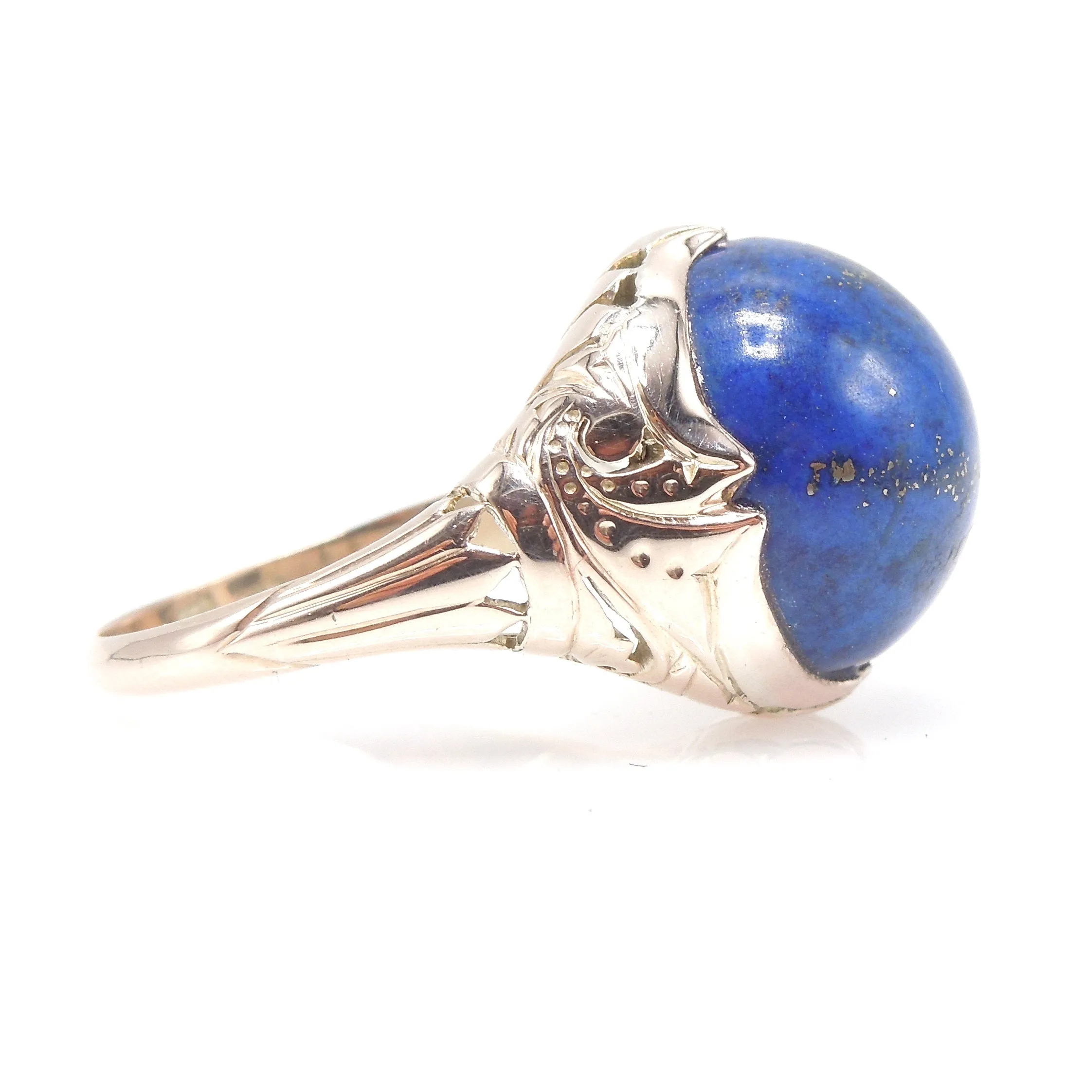 10K Yellow Gold and Lapis Lazuli Art Deco Ring