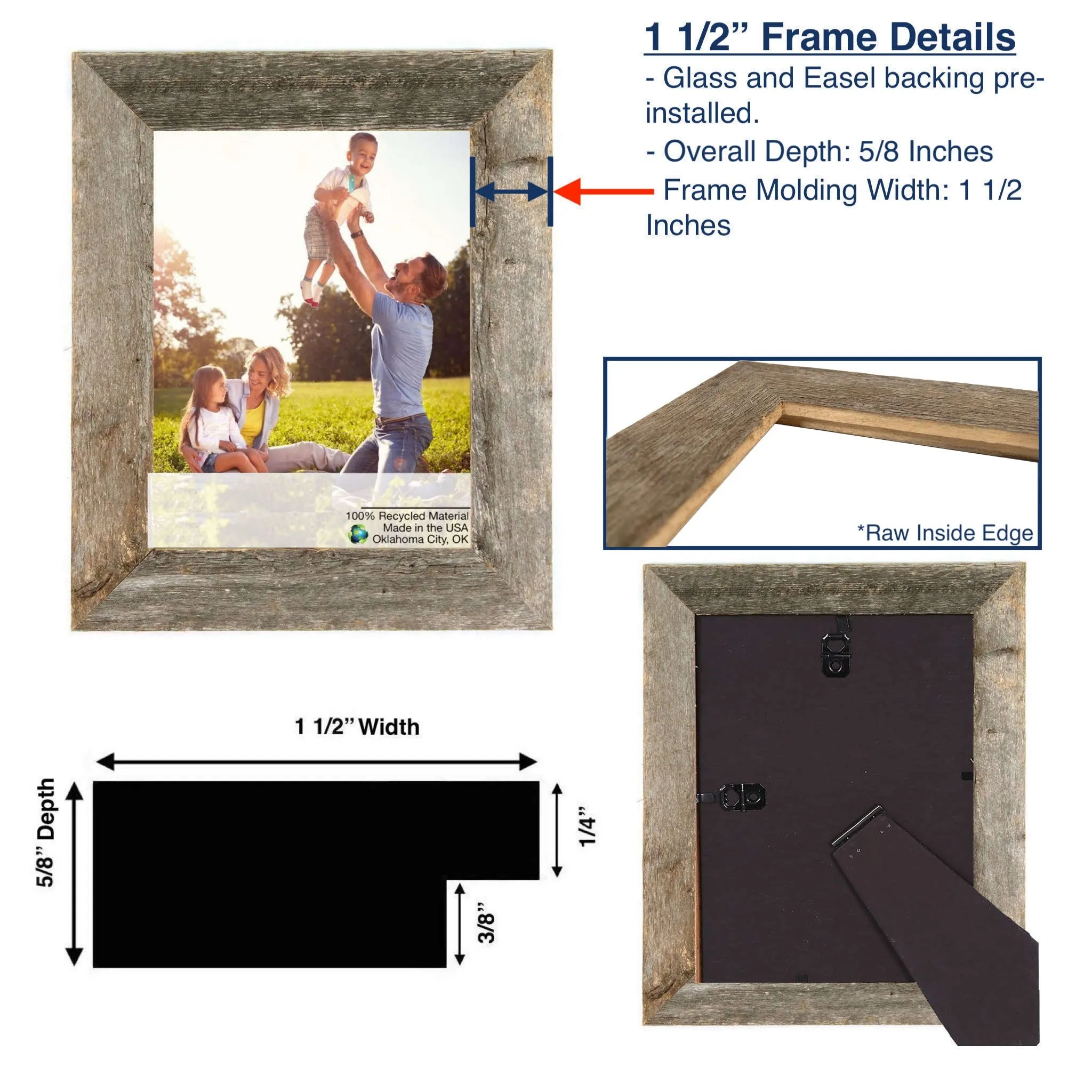 12"x13" Rustic Blue Picture Frame