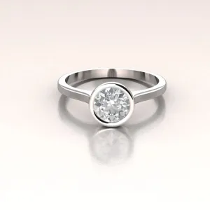 14k Gold Minimalist Round Solitaire Moissanite Engagement Ring