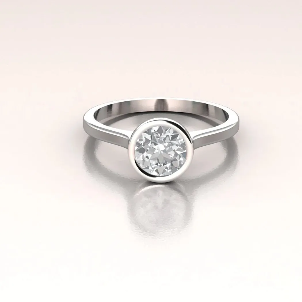 14k Gold Minimalist Round Solitaire Moissanite Engagement Ring