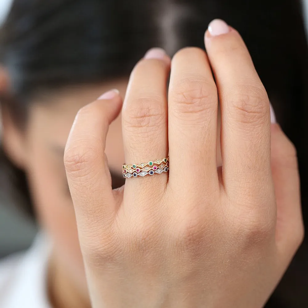 14k Ruby Art Deco Wedding Band