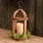 17" Wood Round Lantern with Hook Hanger