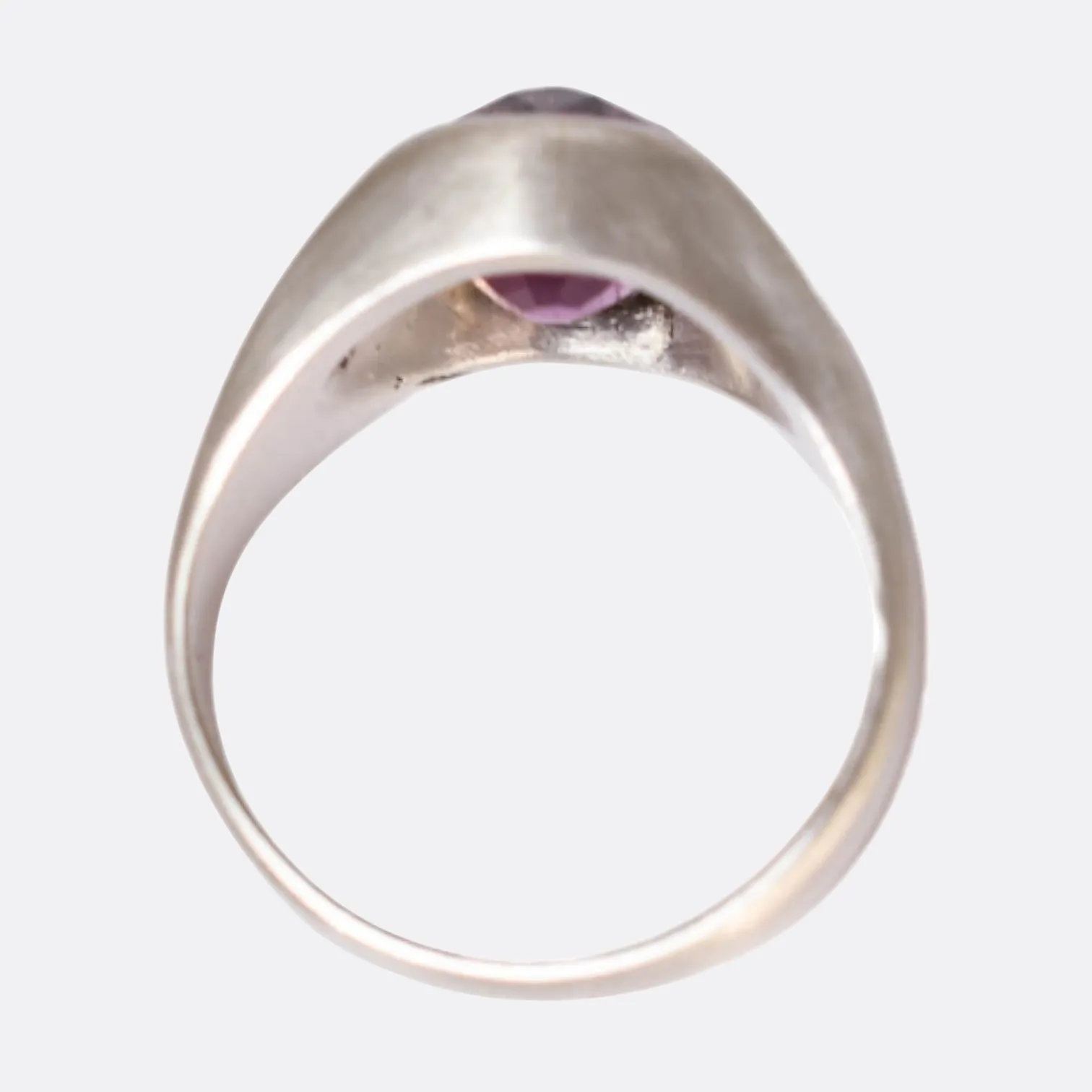 1920's Art Deco Platinum Garnet and Diamond Signet Ring