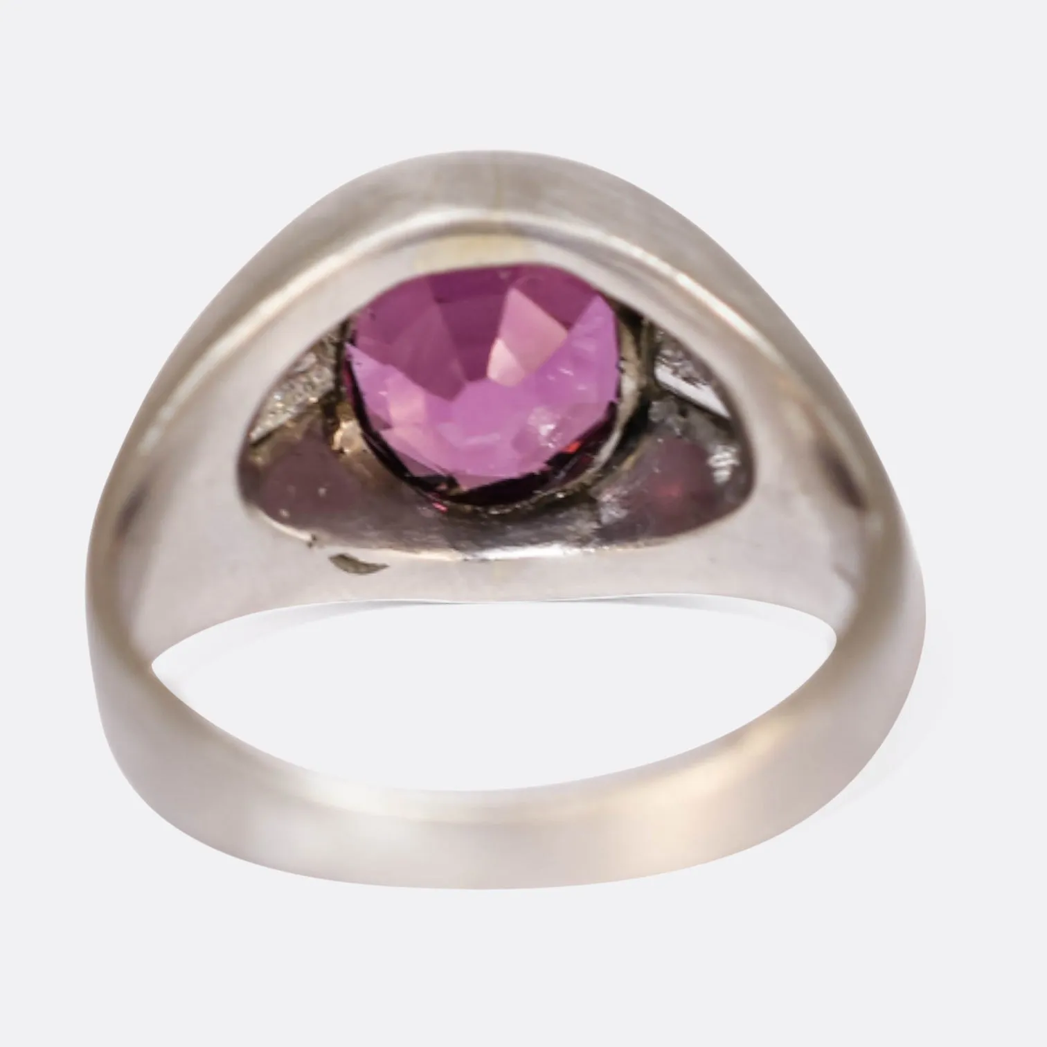 1920's Art Deco Platinum Garnet and Diamond Signet Ring