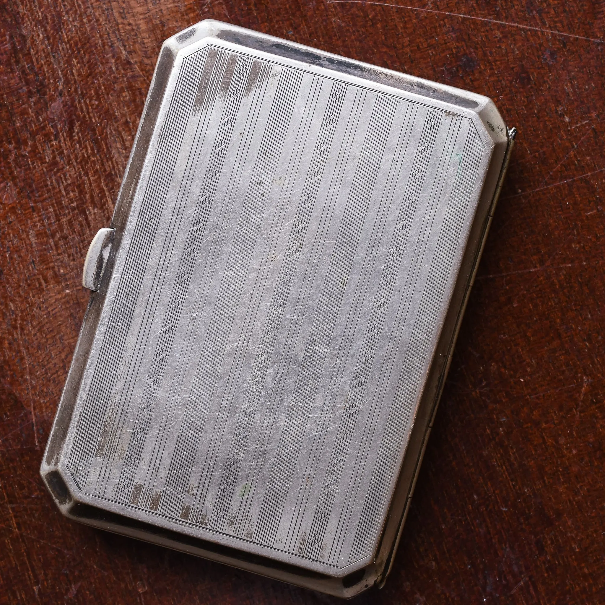 1920s Blue & White Enamel "Greek Key" Cigarette Case