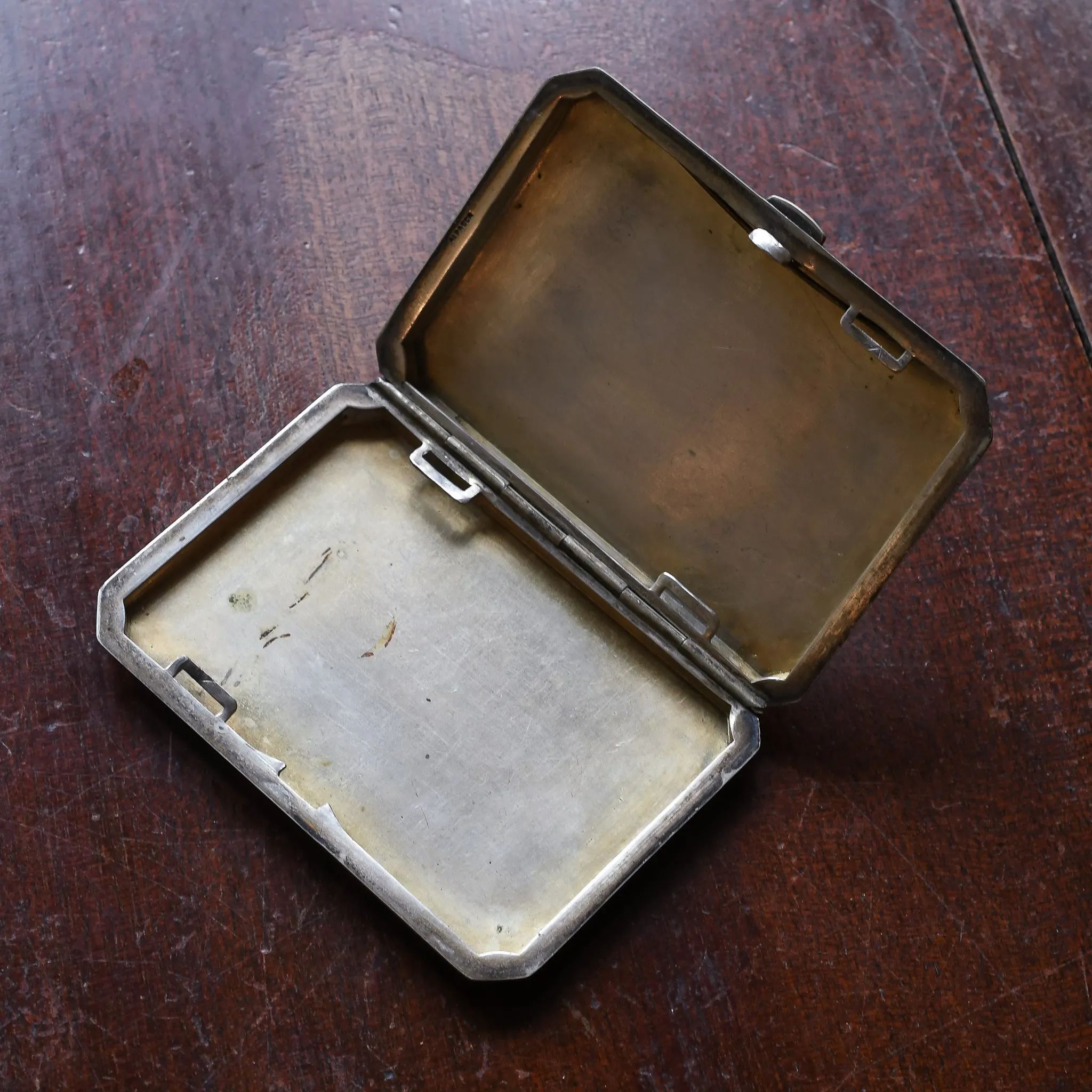 1920s Blue & White Enamel "Greek Key" Cigarette Case