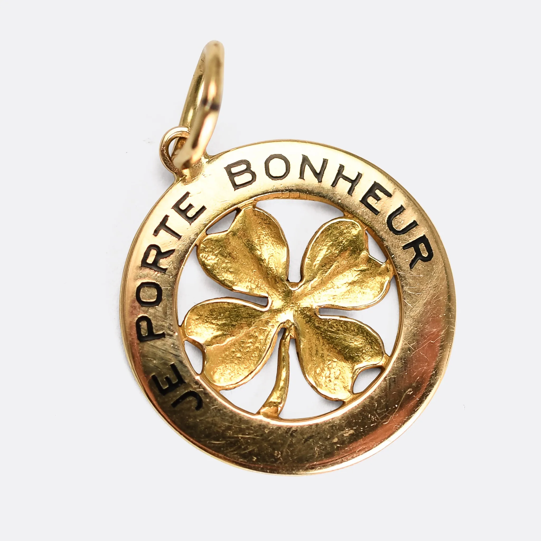 1920's French "I Bring Good Luck" Gold Charm