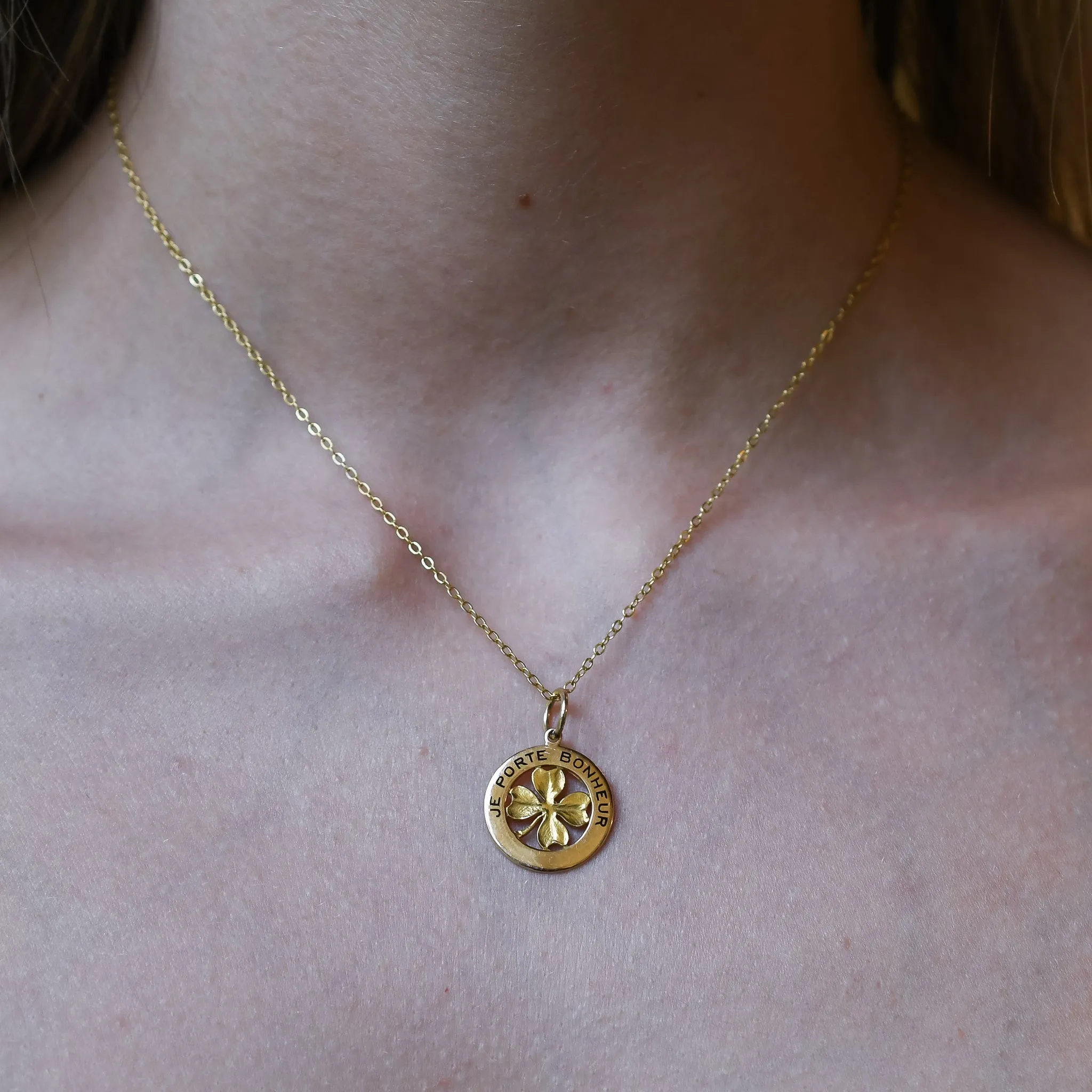 1920's French "I Bring Good Luck" Gold Charm