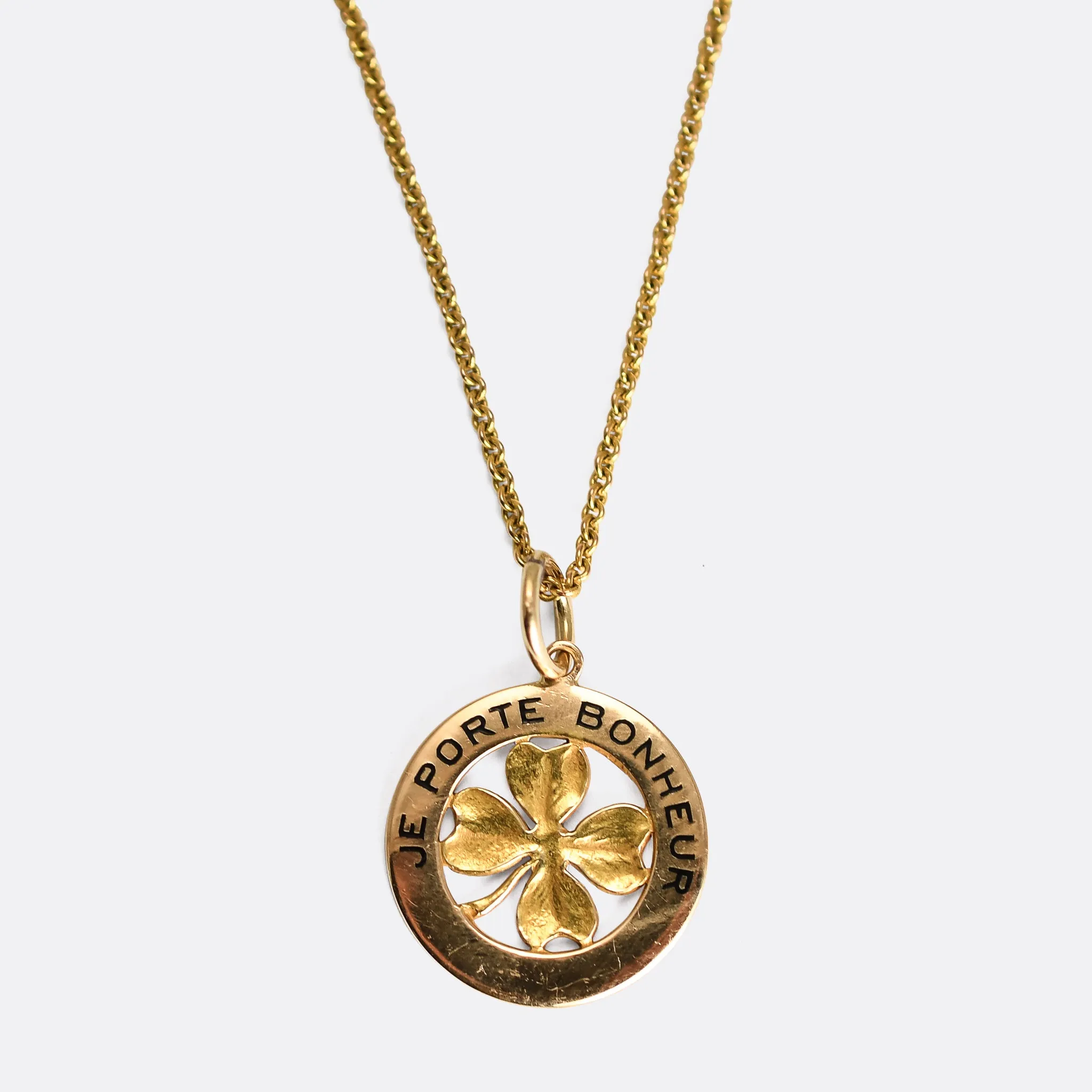1920's French "I Bring Good Luck" Gold Charm