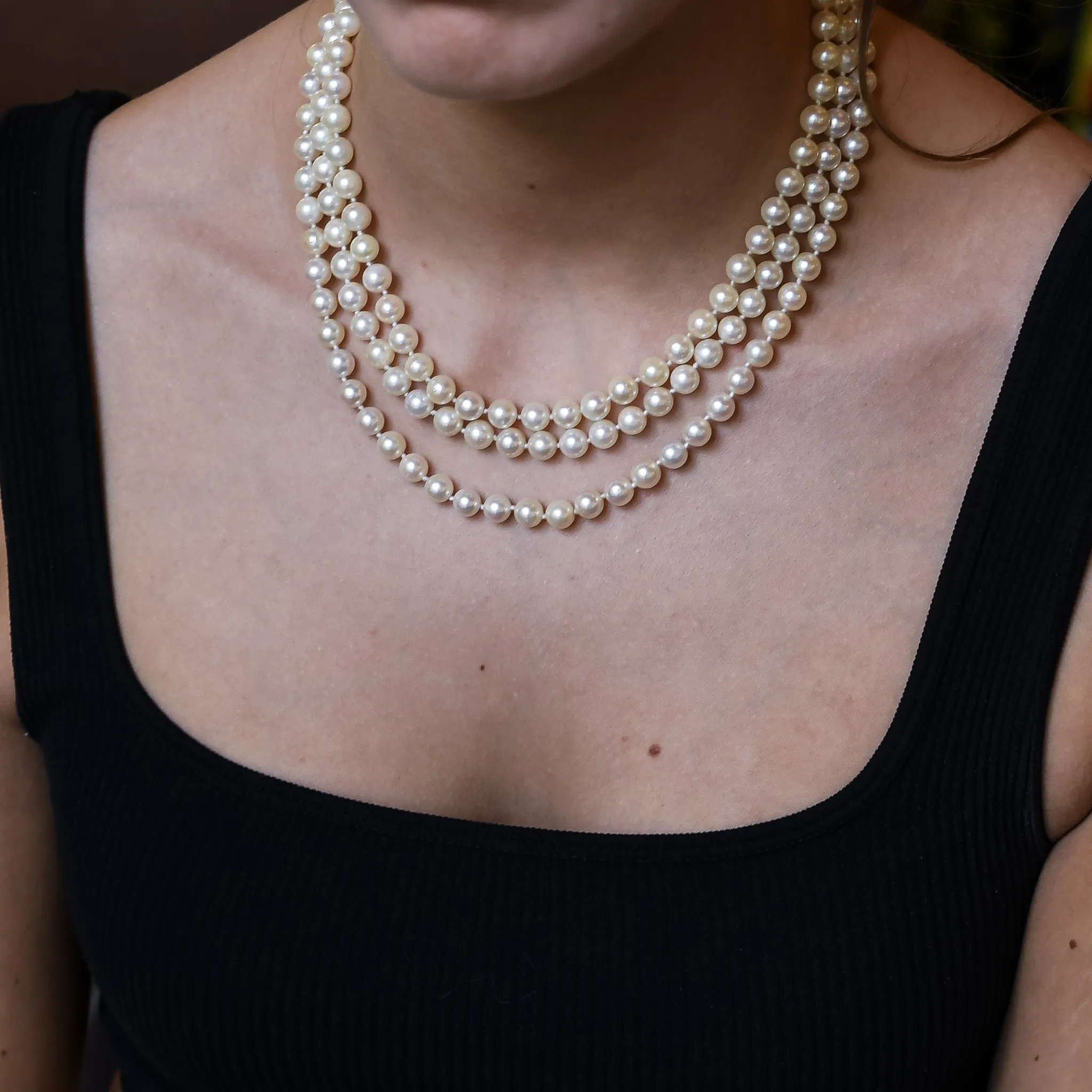 1920's Three Strand Pearl Necklace with Amethyst Clasp