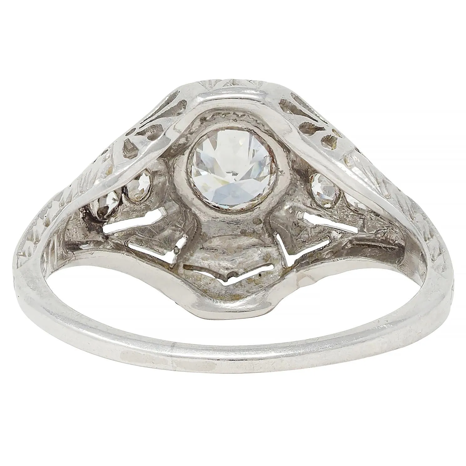 1926 Art Deco 0.38 CTW Old European Diamond Platinum Vintage Starburst Engagement Ring
