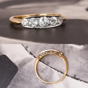 1930s Machine Age Diamond 5-Stone Ring