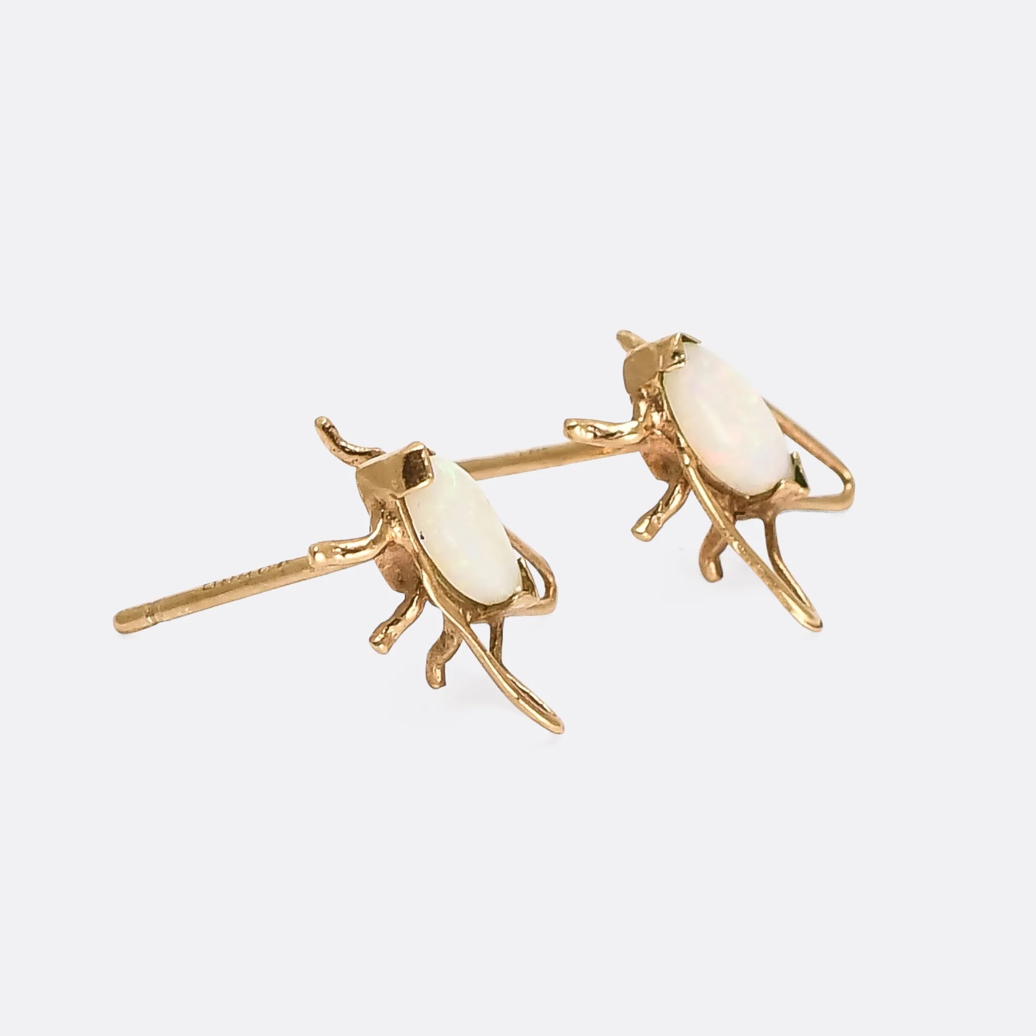 1980s Minimalist Opal Fly Studs