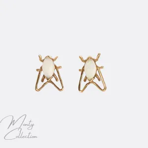 1980s Minimalist Opal Fly Studs