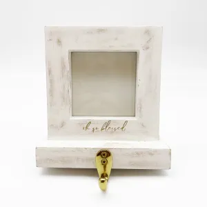 $22.00 min 6 - OH SO BLESSED WHITE WASH PHOTO STOCKING HOLDER..6.5X3X8.25