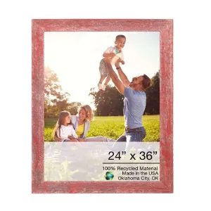 24" x 36" Rustic Farmhouse Red Wood Frame