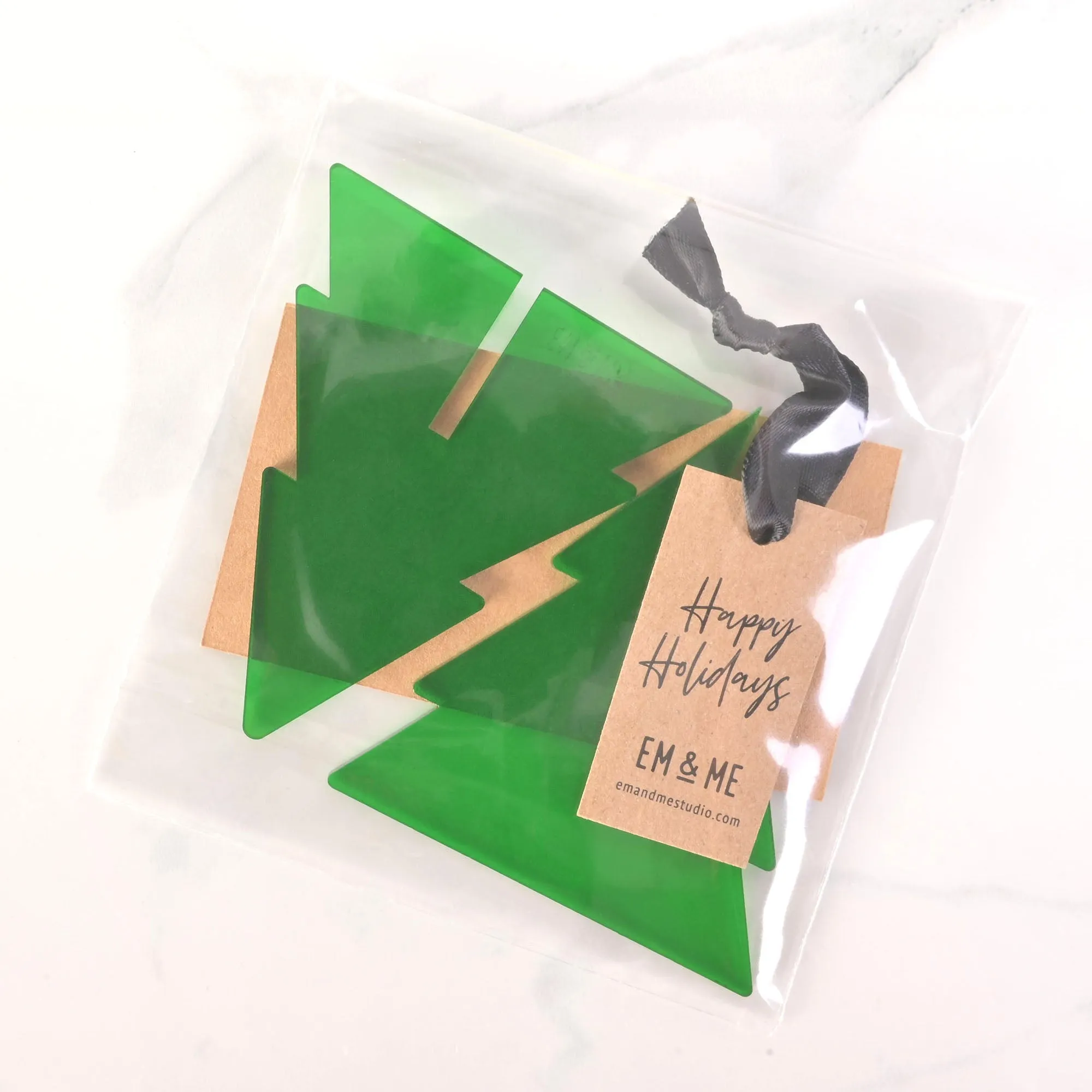 3D Christmas Tree Ornament, Green Acrylic