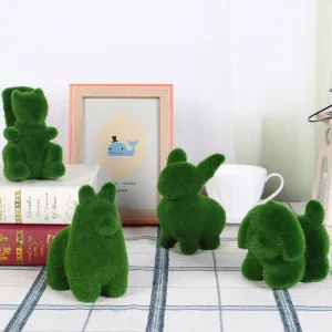 4pcs/lot Artificial grass Turf small cute animals toy decorations, animal grass land,Reduce the eye fatigue decor