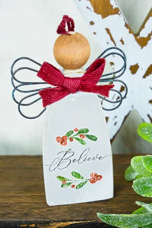 5 x 3.25 'Believe' Christmas Angel Ornament