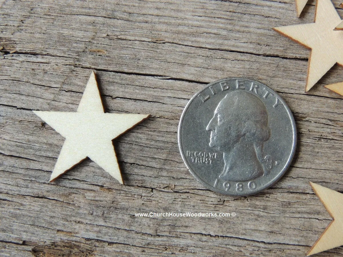 50  Wood Stars 1 inch