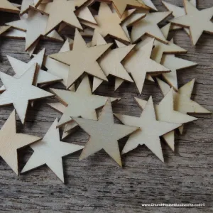 50  Wood Stars 1 inch