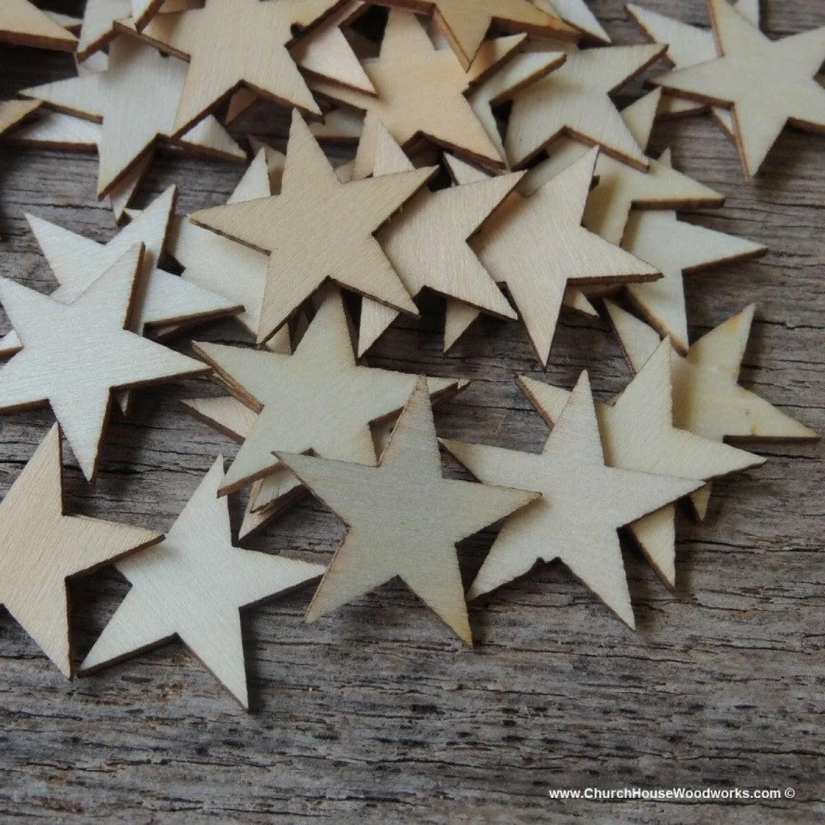 50  Wood Stars 1 inch