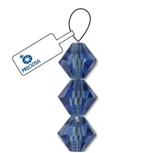 6mm Sapphire Preciosa Bicone 5" Strand