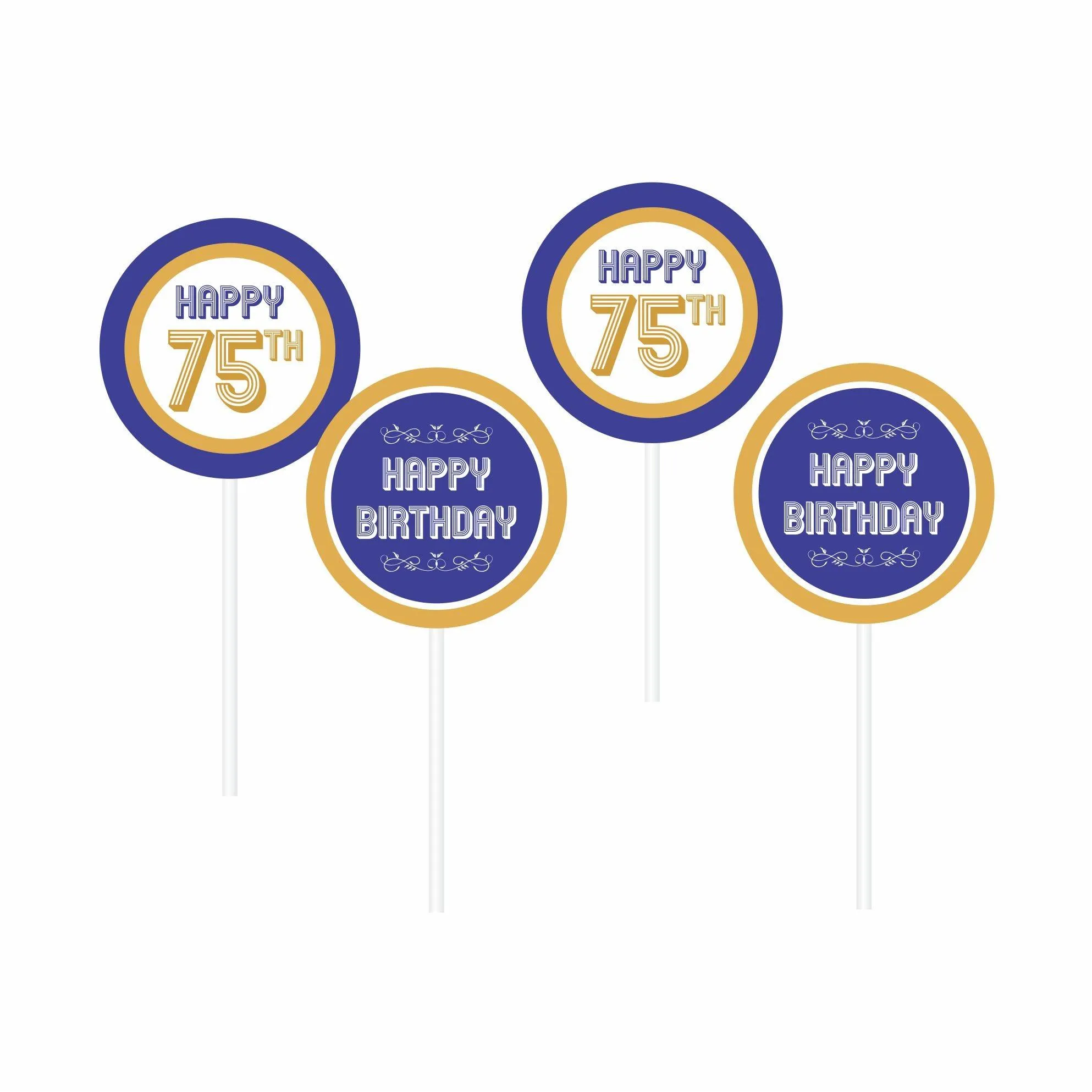 75th Birthday Theme Cupcake / Food Toppers
