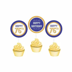 75th Birthday Theme Cupcake / Food Toppers