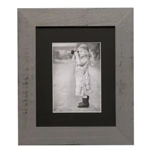 8x10 Grey Distressed Wood Frame, Black Mat