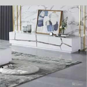 Aida TV Stand Gloss White & Silver 99288-HCWT