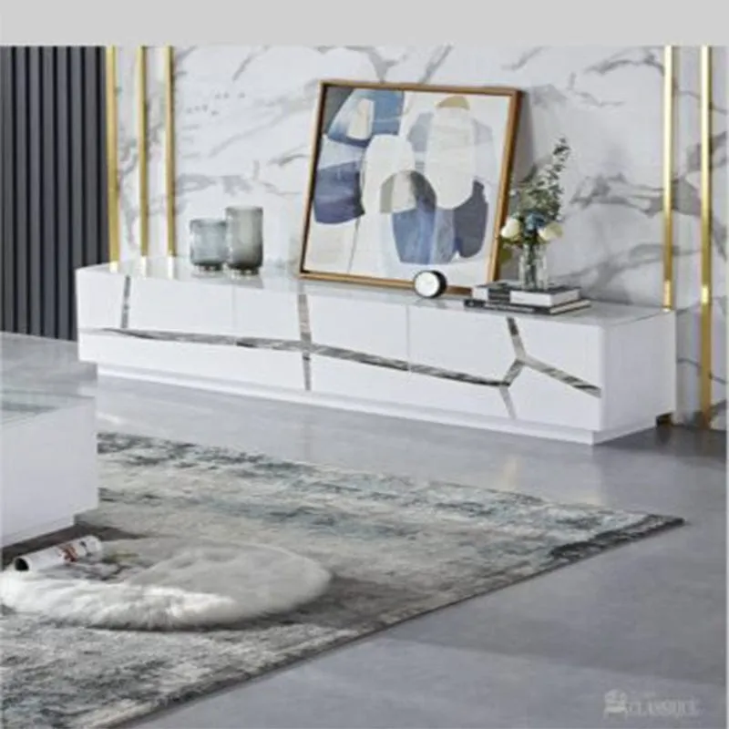 Aida TV Stand Gloss White & Silver 99288-HCWT