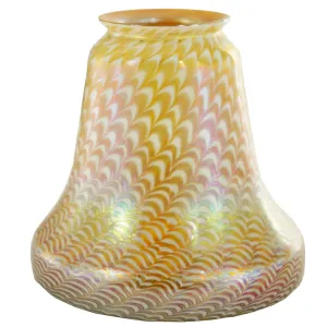 American Fostoria Art Glass Zipper Pattern Iridescent Gold Lamp Shade