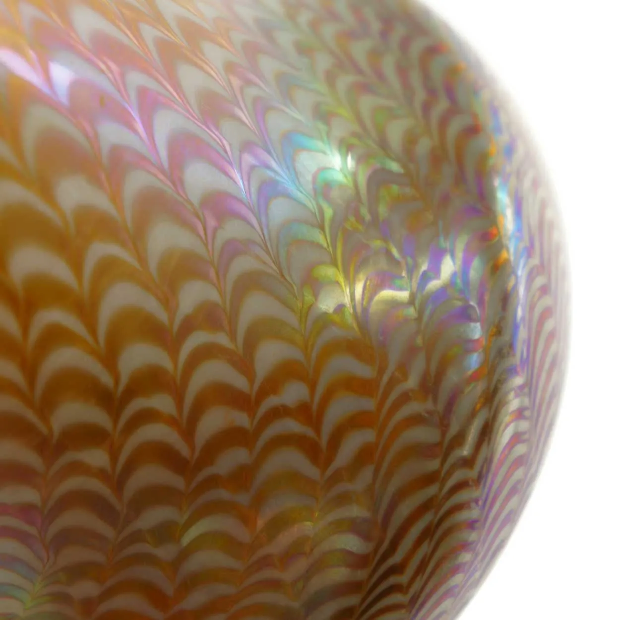 American Fostoria Art Glass Zipper Pattern Iridescent Gold Lamp Shade