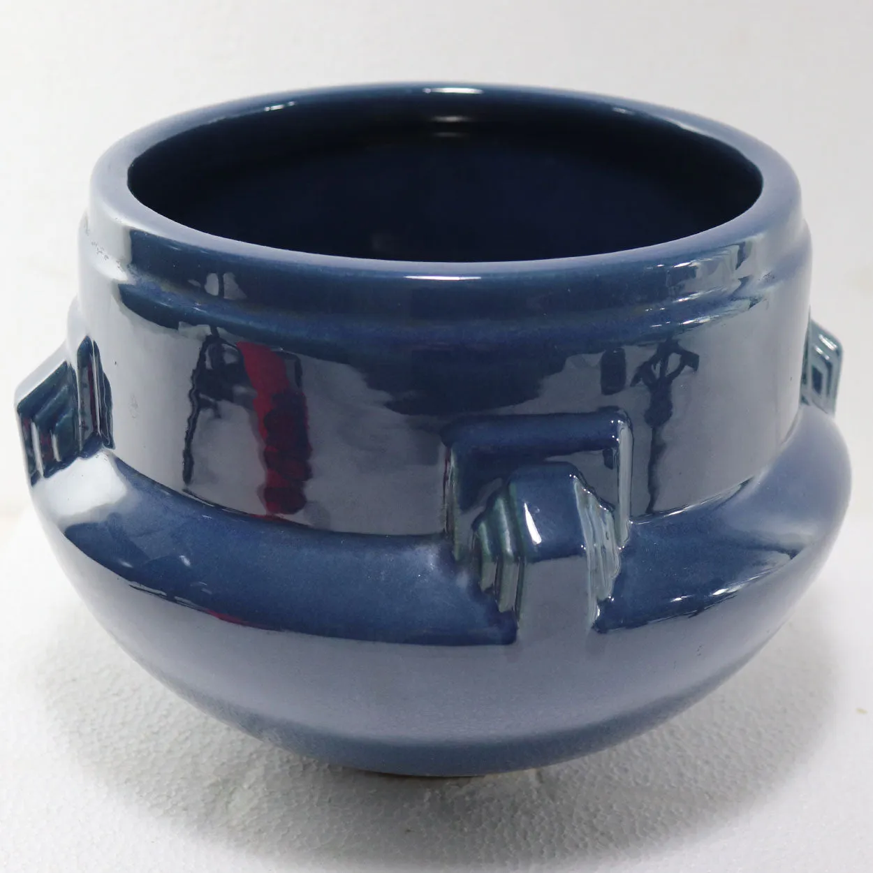 American Roseville Artcraft Pattern Glossy Blue Glaze Pottery Bowl / Planter