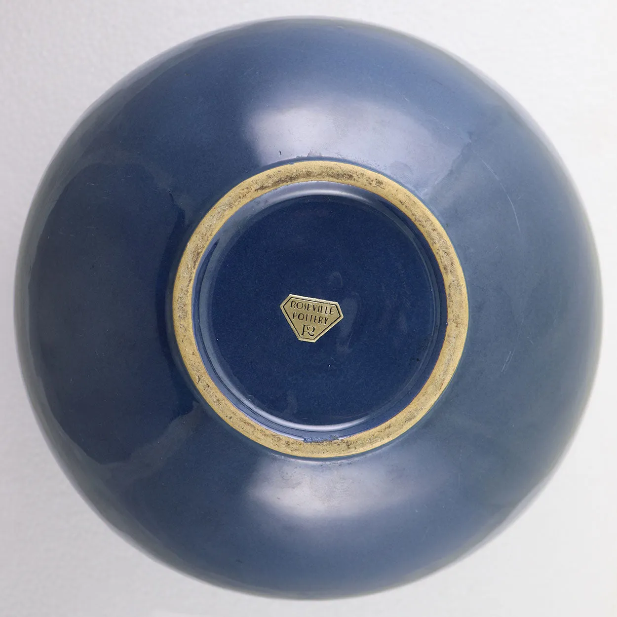 American Roseville Artcraft Pattern Glossy Blue Glaze Pottery Bowl / Planter