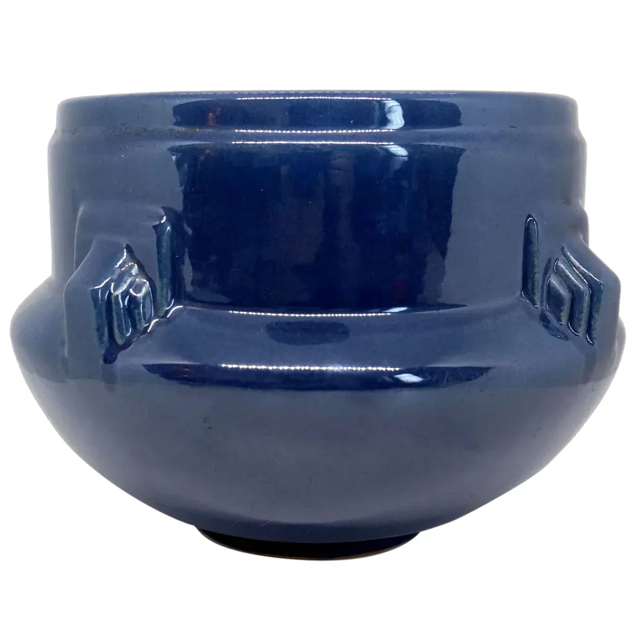 American Roseville Artcraft Pattern Glossy Blue Glaze Pottery Bowl / Planter
