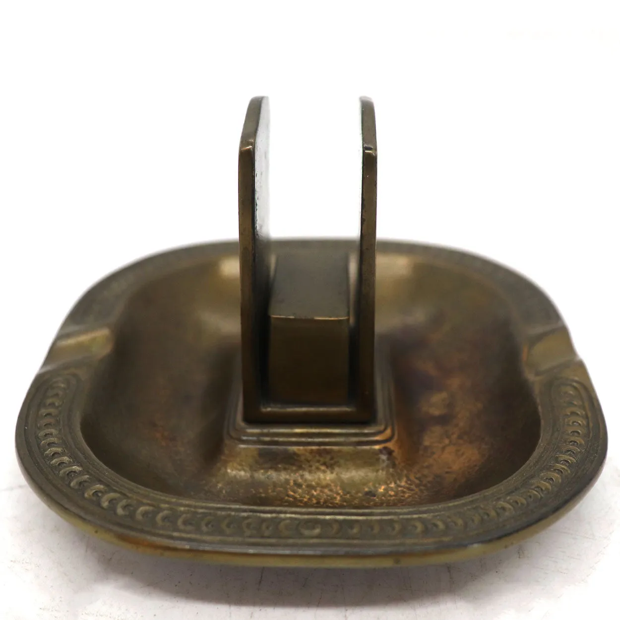 American Tiffany Studios Bronze Matchbox Holder and Ashtray Stand