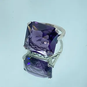 Amethyst Ring, Size 6, Big 20ct Huge Square Gem, Vintage Jewelry #D1 - Ready to Ship