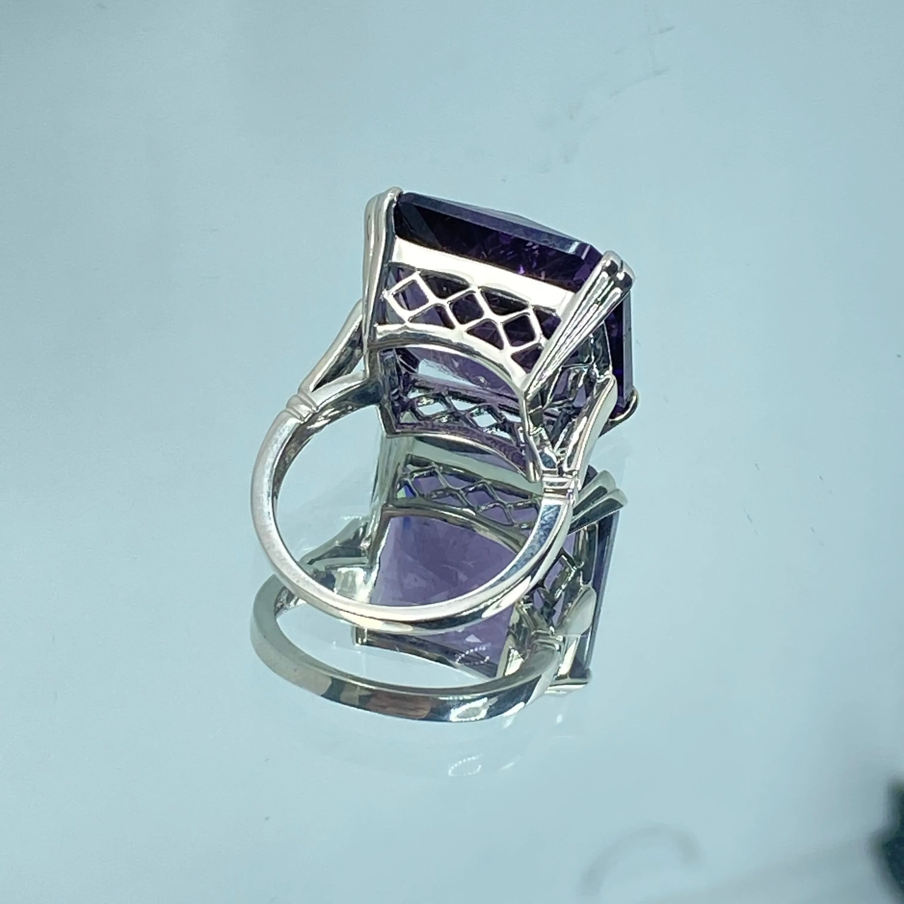Amethyst Ring, Size 6, Big 20ct Huge Square Gem, Vintage Jewelry #D1 - Ready to Ship