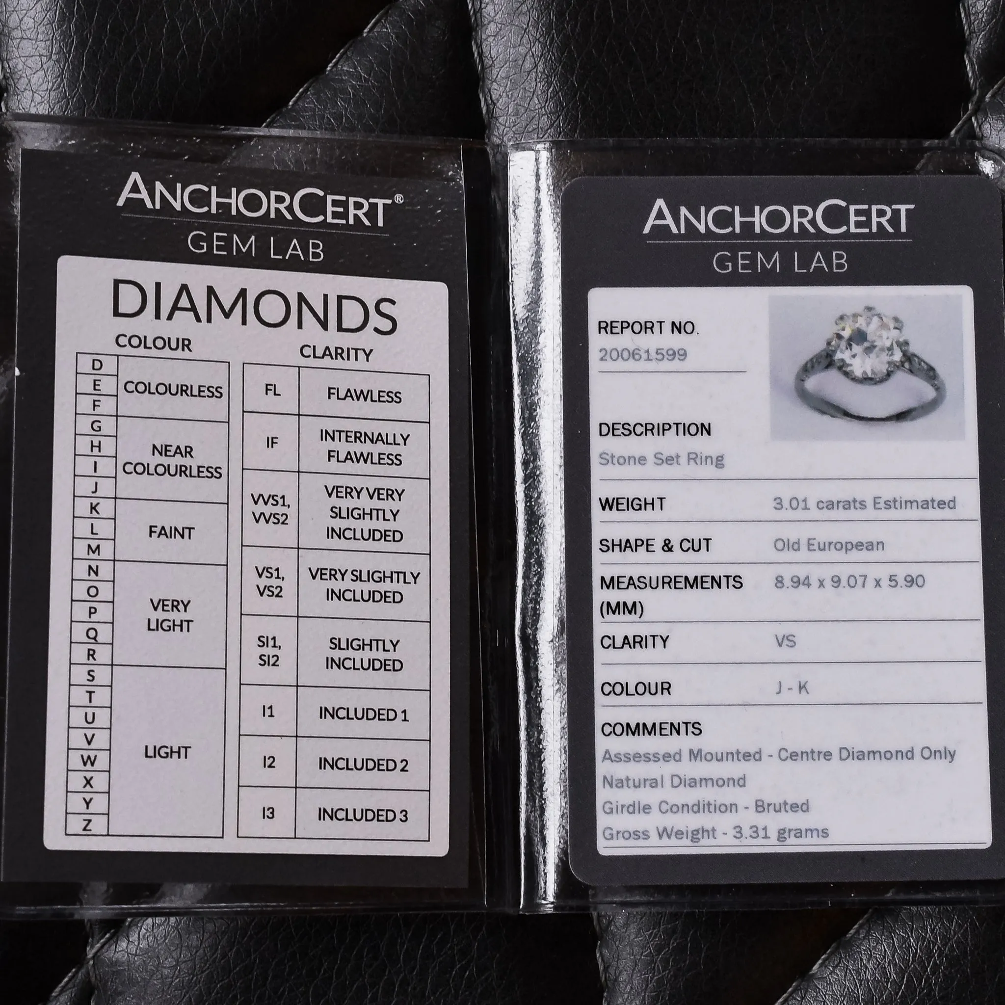 Antique 3.1ct Old European Cut Diamond Solitaire Engagement Ring