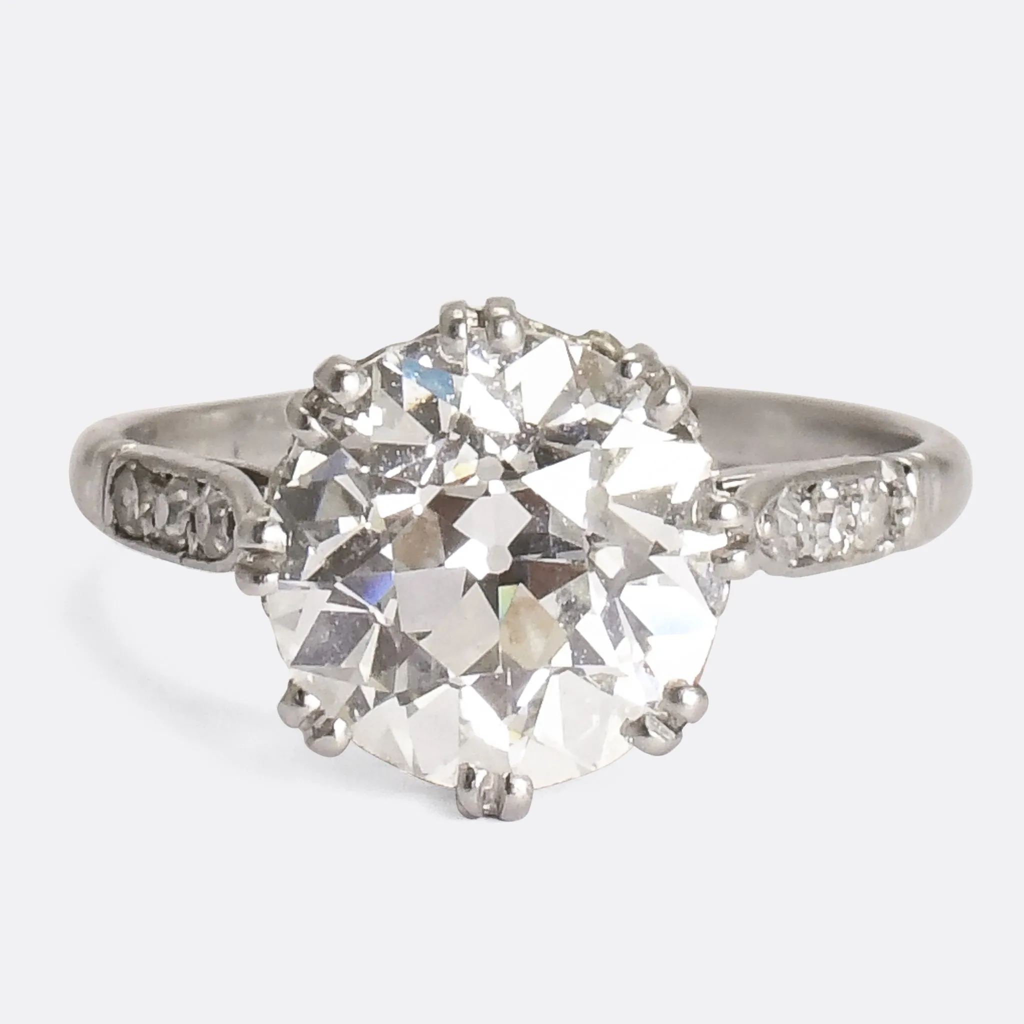 Antique 3.1ct Old European Cut Diamond Solitaire Engagement Ring