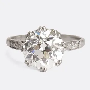 Antique 3.1ct Old European Cut Diamond Solitaire Engagement Ring